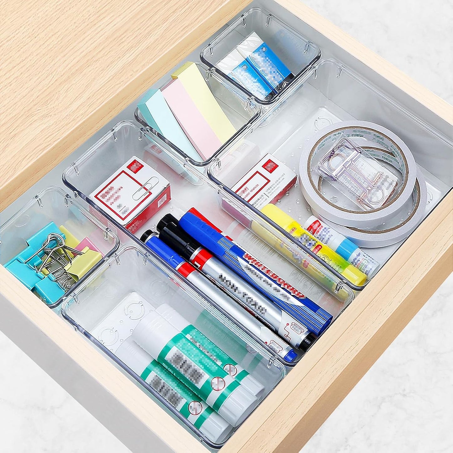 16 PCS Drawer Organizer Set, 5 Size Bathroom and Kitchen Organizer Trays